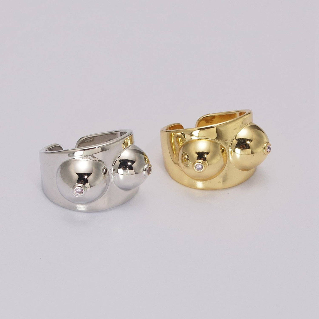 Bague à seins en or plaquée ou argent Bague seins sensibilisation au cancer du sein