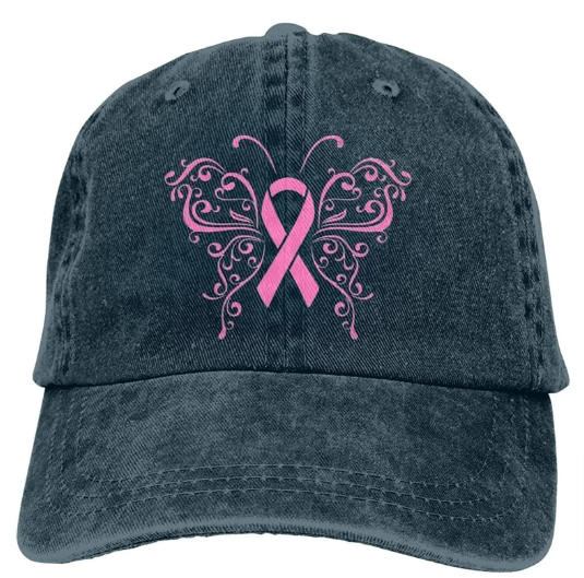 Jeans Baseball cap with pink ribon