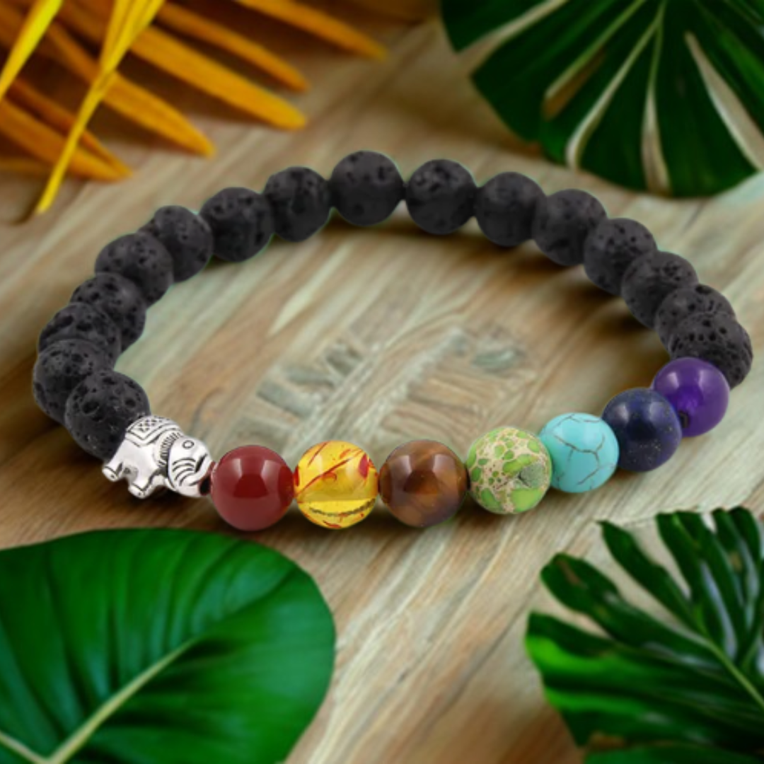 Équilibre des 7 Chakras | Obsidienne noire |   Bracelet diffuseur