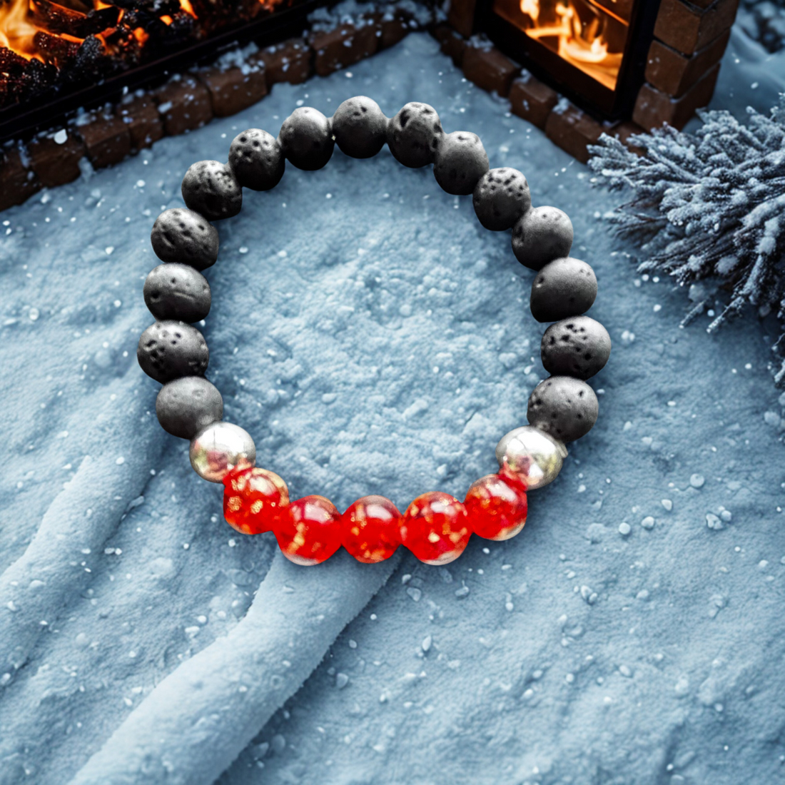 Flocons de verre  |  Perle en verre  |  Bracelet diffuseur