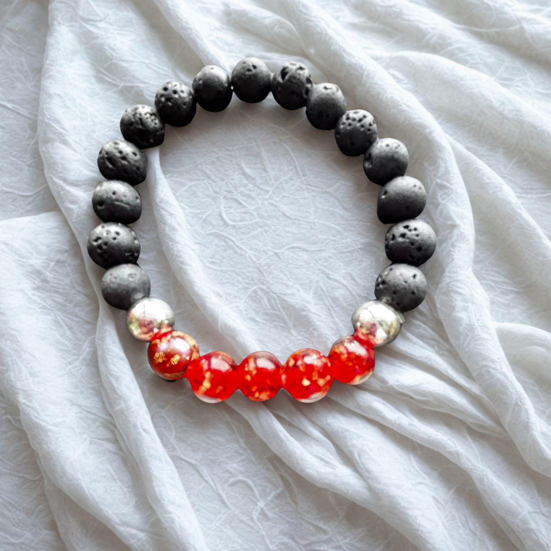 Flocons de verre  |  Perle en verre  |  Bracelet diffuseur