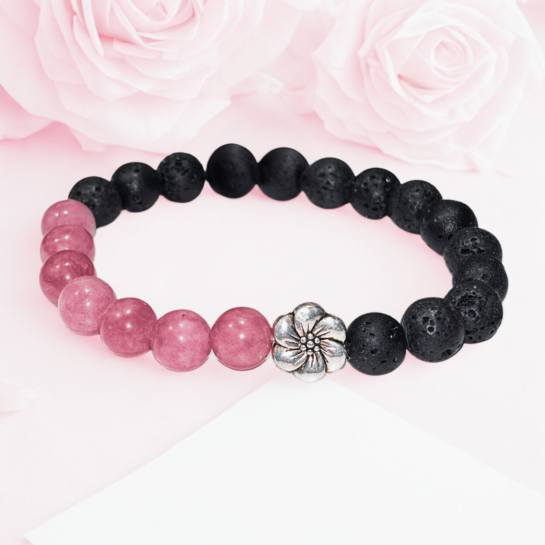 Anahata, Chakra du coeur | Pierre de Rhodonite rose  | Bracelet diffuseur