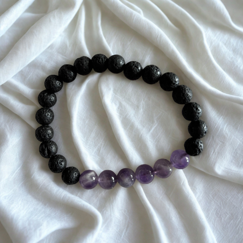 Sérénité cristalline |  Cornaline, Quartz, Oeil de tigre, Améthise, Lapis, Citrine et Tourmaline | Bracelet diffuseur