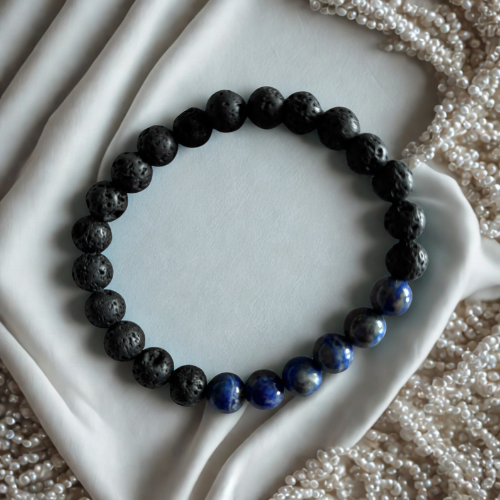 Sérénité cristalline |  Cornaline, Quartz, Oeil de tigre, Améthise, Lapis, Citrine et Tourmaline | Bracelet diffuseur