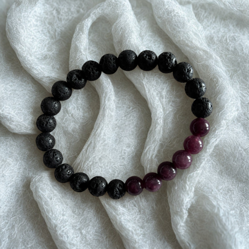 Sérénité cristalline |  Cornaline, Quartz, Oeil de tigre, Améthise, Lapis, Citrine et Tourmaline | Bracelet diffuseur