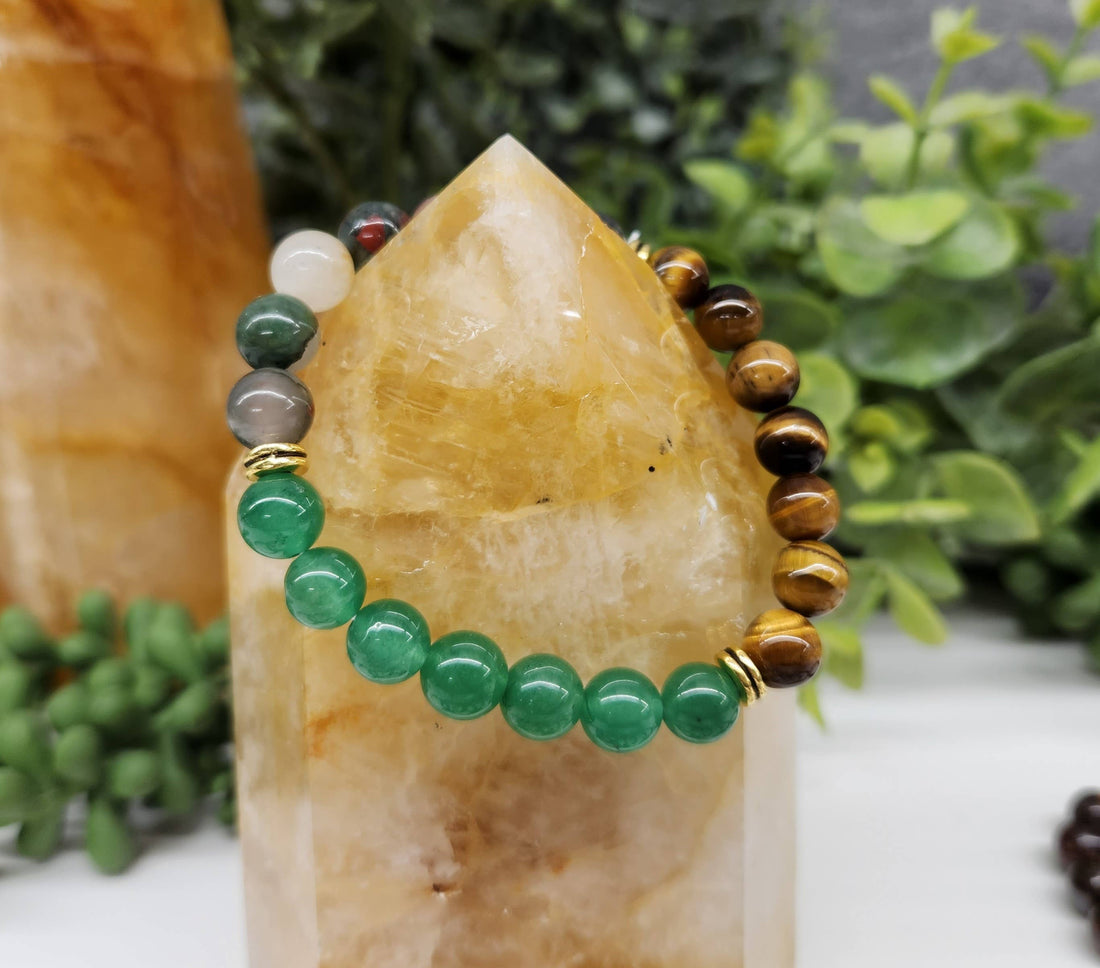 Abondance |  Pierres naturelles de jade, quartz, cornaline, agate mousse | Bracelet diffuseur