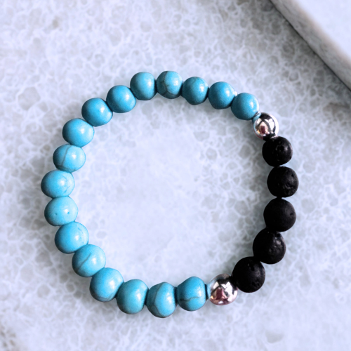 Éclats d'océan  |  Pierre turquoise et pierre de lave  |  Bracelet diffuseur