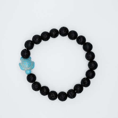 Éclats d'océan  |  Pierre turquoise et pierre de lave  |  Bracelet diffuseur