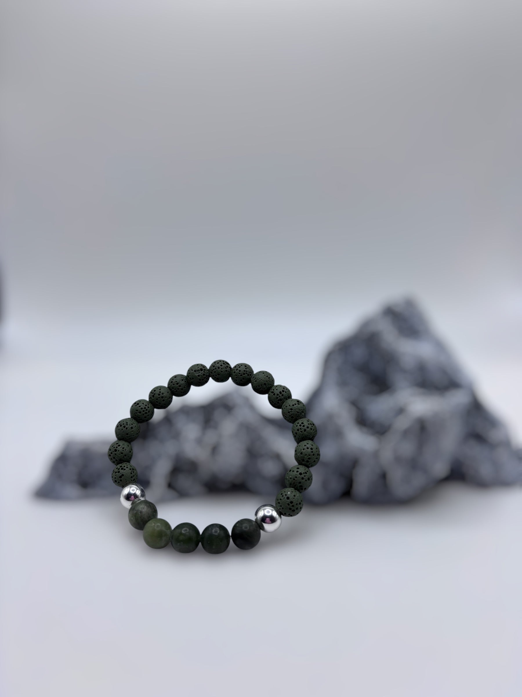 Bracelet diffuseur – Énergie Zen - Jade canadien vert mat