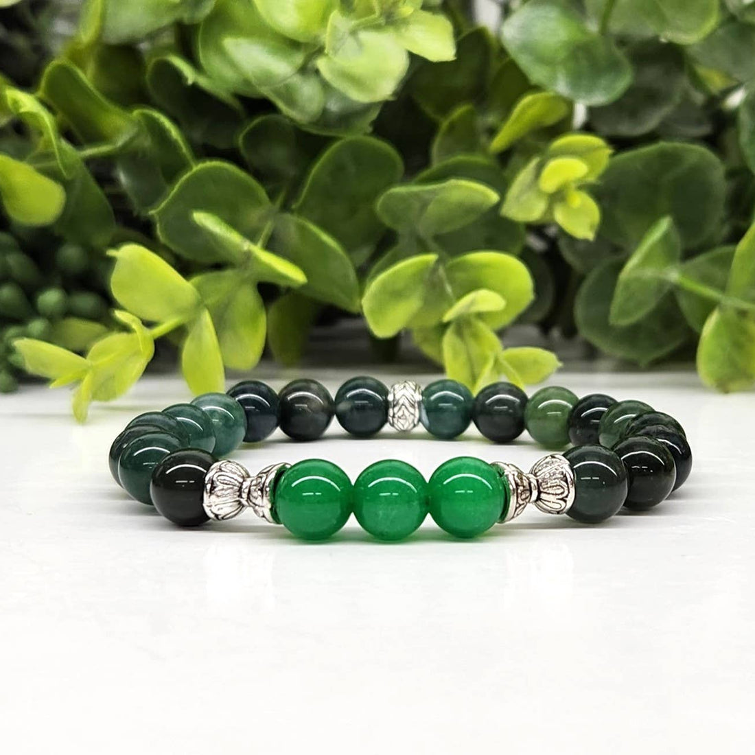 Abondance |  Pierres naturelles de jade, quartz, cornaline, agate mousse | Bracelet diffuseur