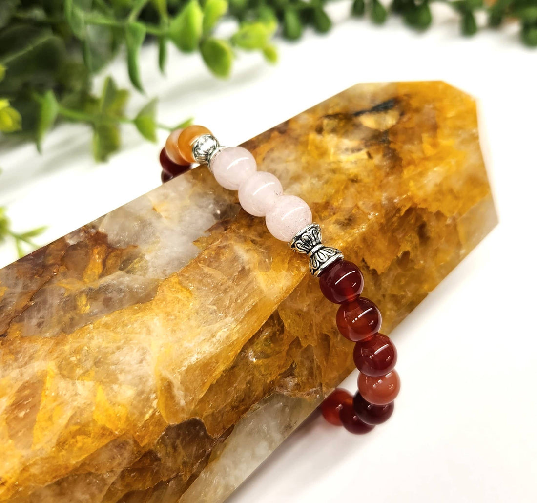 Bracelet Rose Quartz et Coraline
