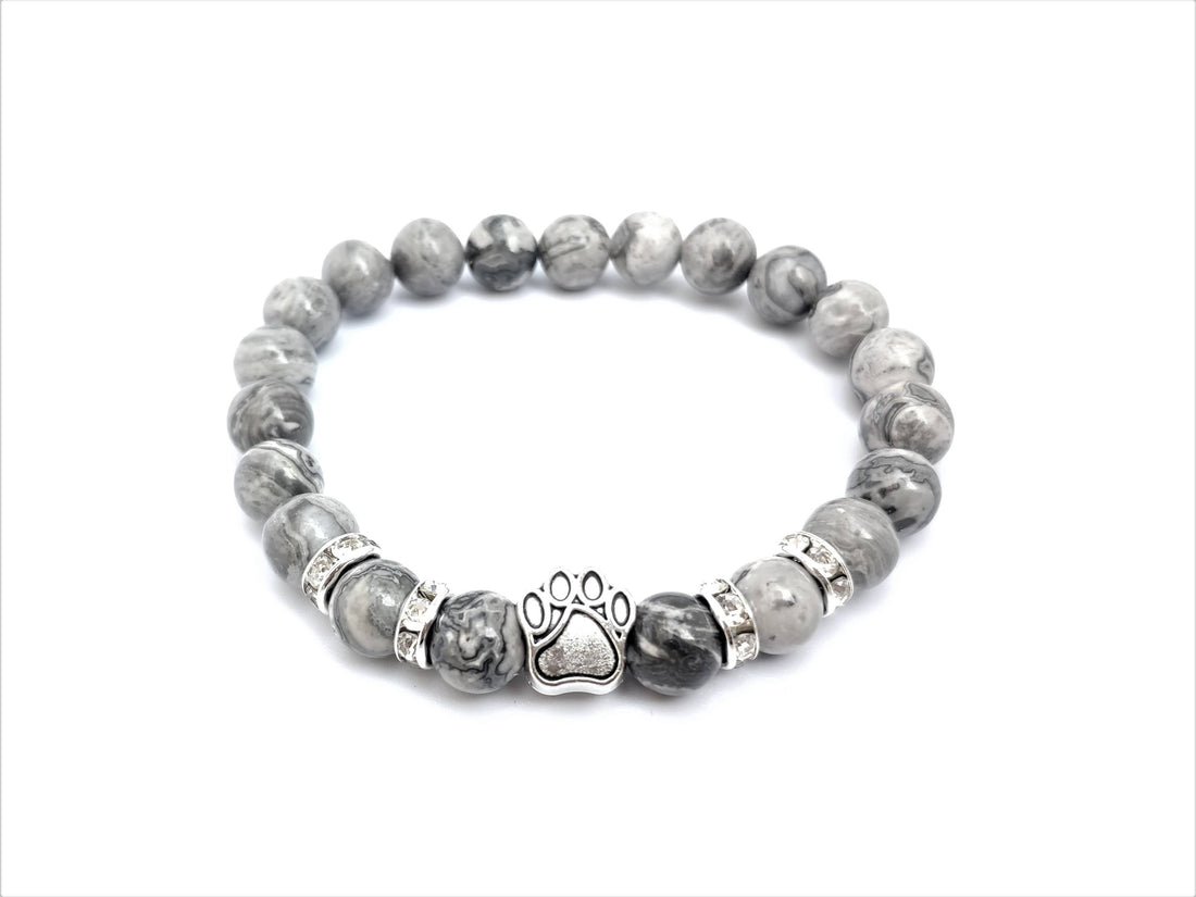 Bracelet Empreinte de patte en Jaspe Picasso