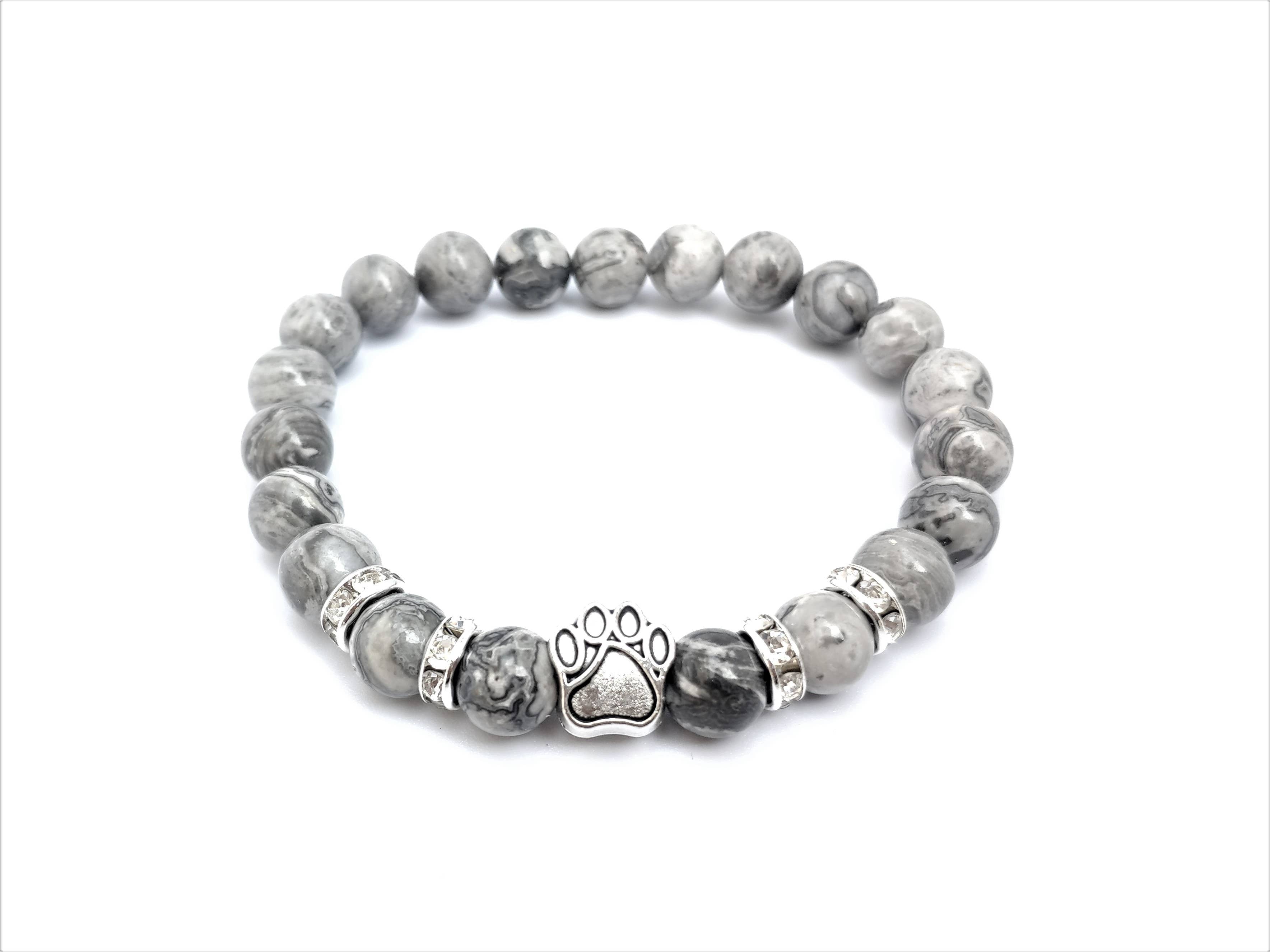 Bracelet Empreinte de patte en Jaspe Picasso