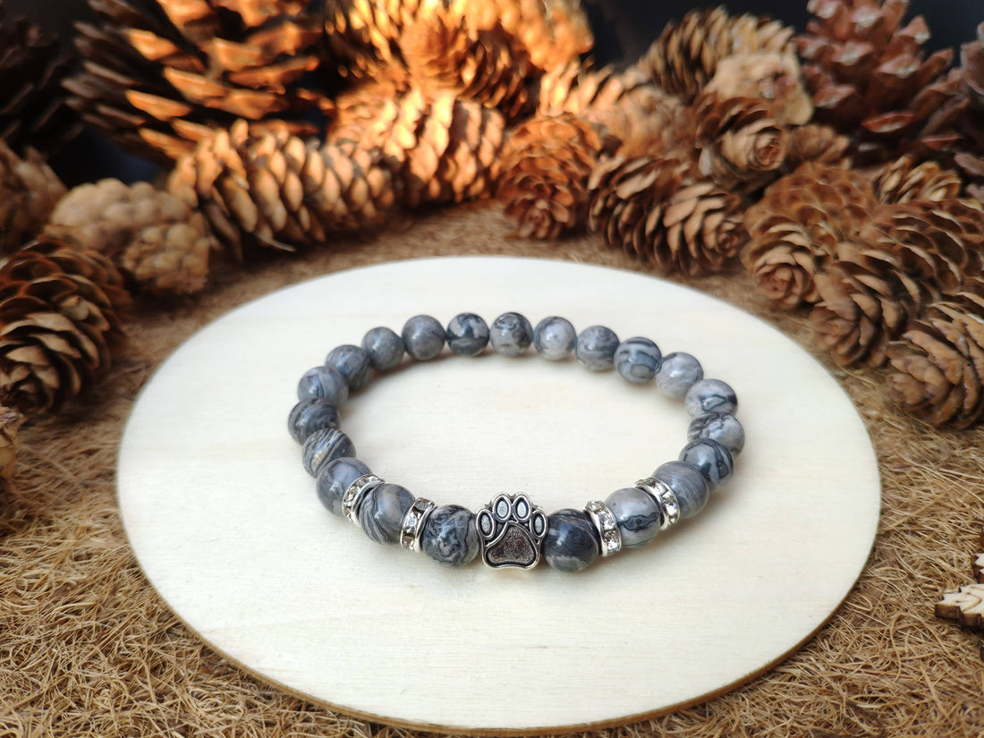 Bracelet Empreinte de patte en Jaspe Picasso