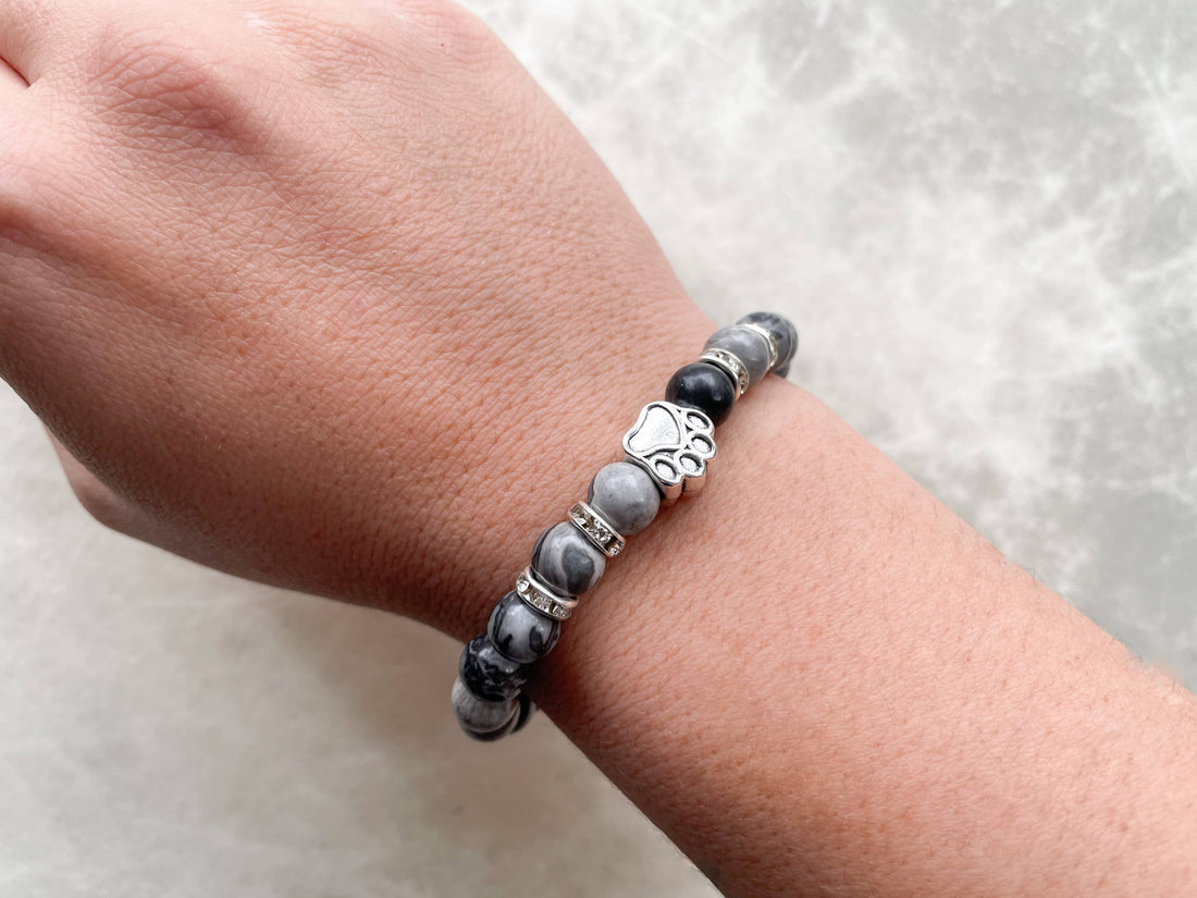 Bracelet Empreinte de patte en Jaspe Picasso