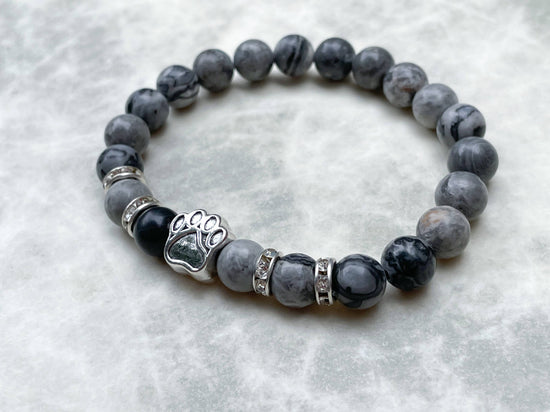 Bracelet Empreinte de patte en Jaspe Picasso