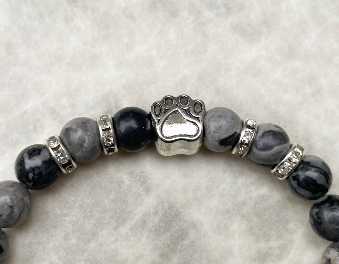 Bracelet Empreinte de patte en Jaspe Picasso