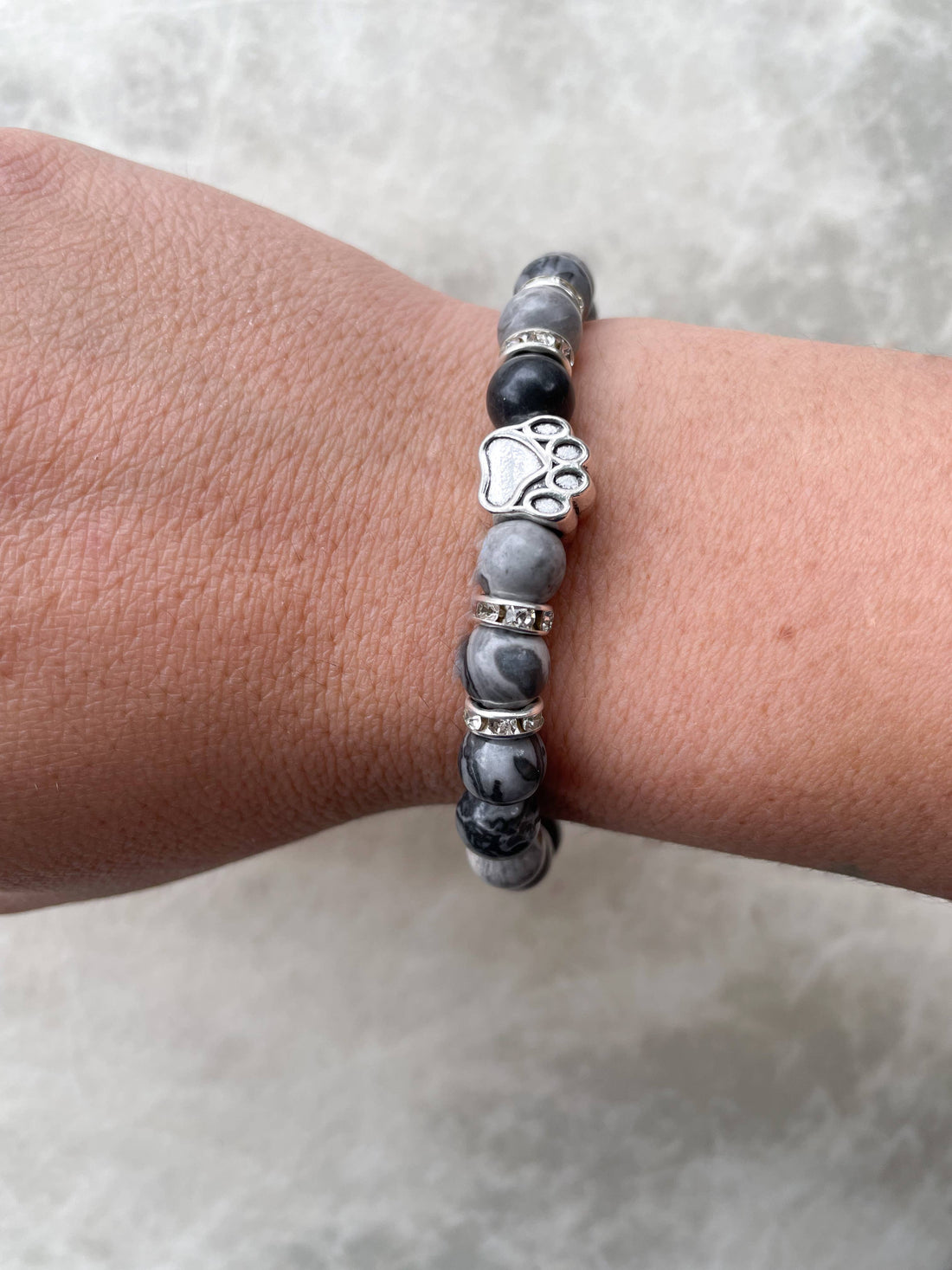 Bracelet Empreinte de patte en Jaspe Picasso