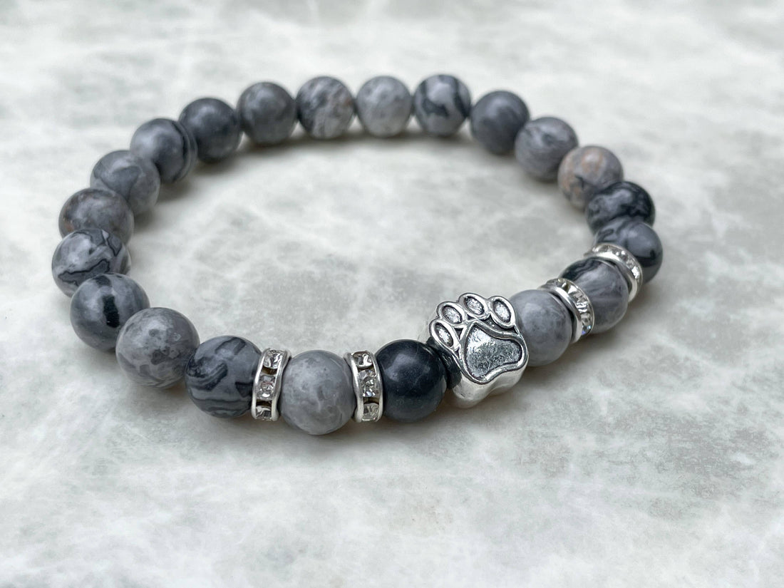 Bracelet Empreinte de patte en Jaspe Picasso