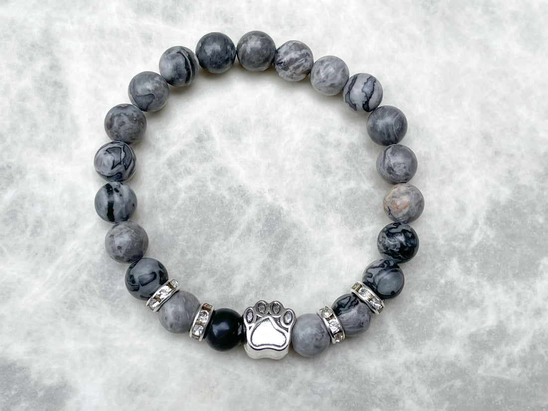 Bracelet Empreinte de patte en Jaspe Picasso