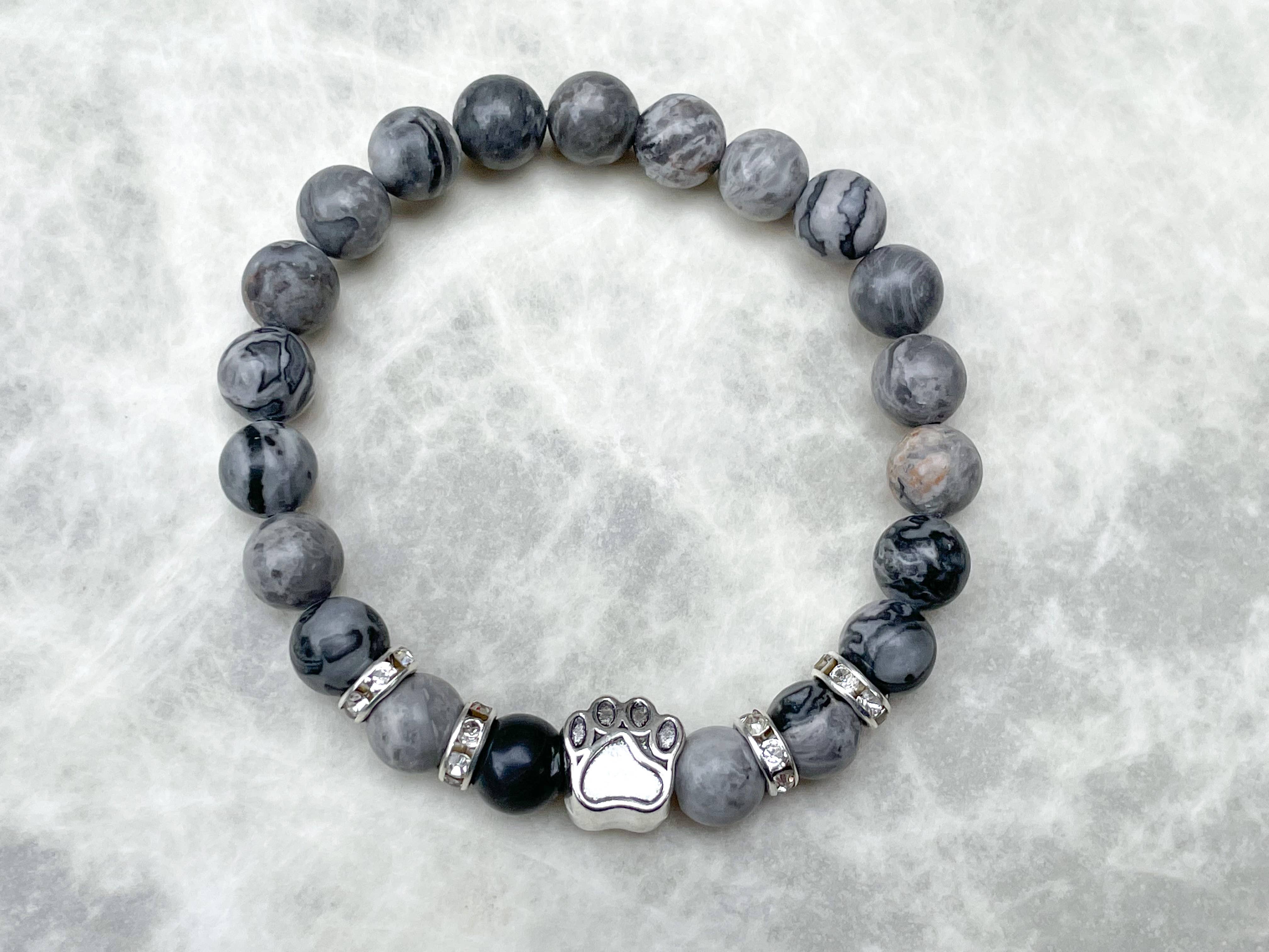 Bracelet Empreinte de patte en Jaspe Picasso