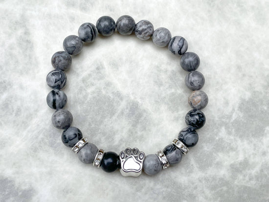 Bracelet Empreinte de patte en Jaspe Picasso