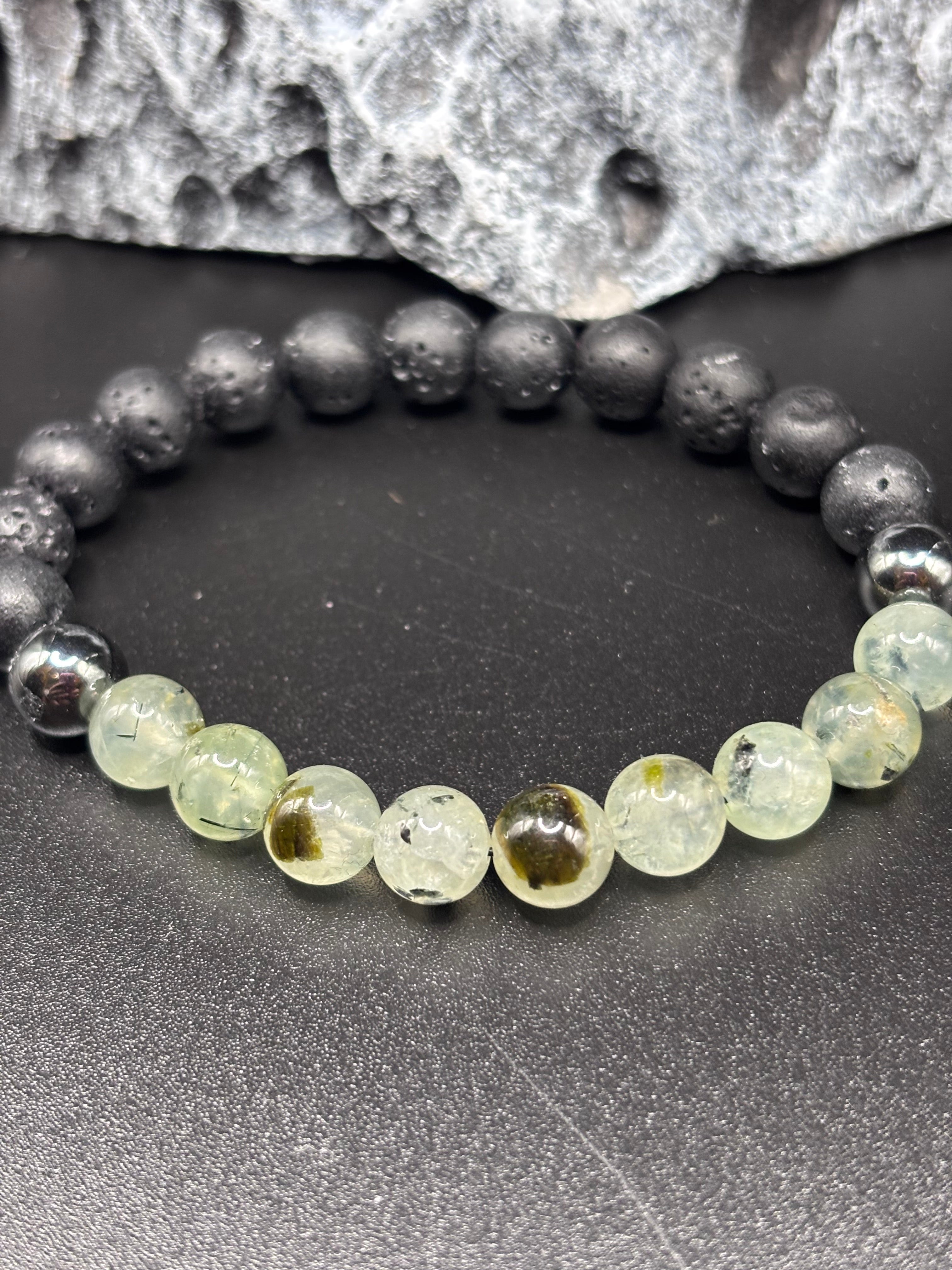 Bracelet diffuseur - Vitalité : énergie et bien-être - PIerre de préhnite