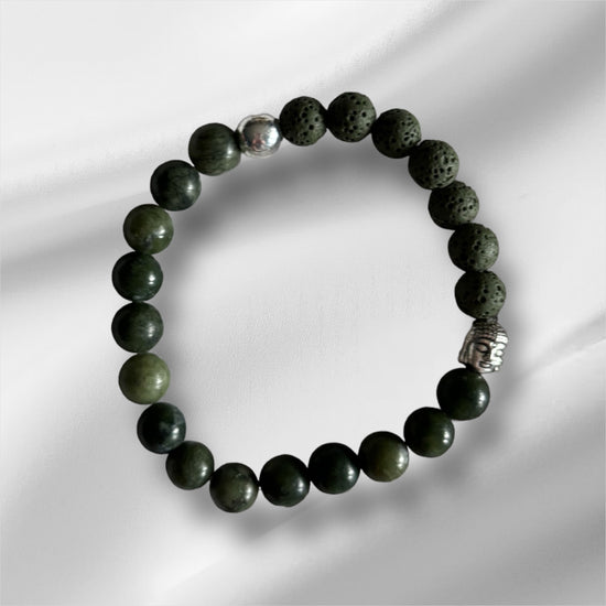 Bracelet diffuseur – Énergie Zen - Jade canadien vert mat