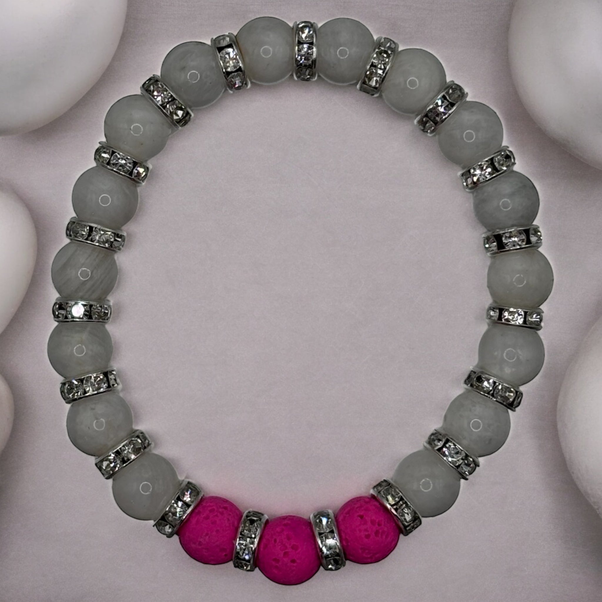 Pierres de lave roses pierres de lunes et strasses