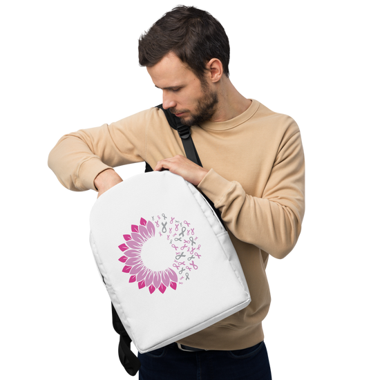 Backpack blanc avec ruban rose