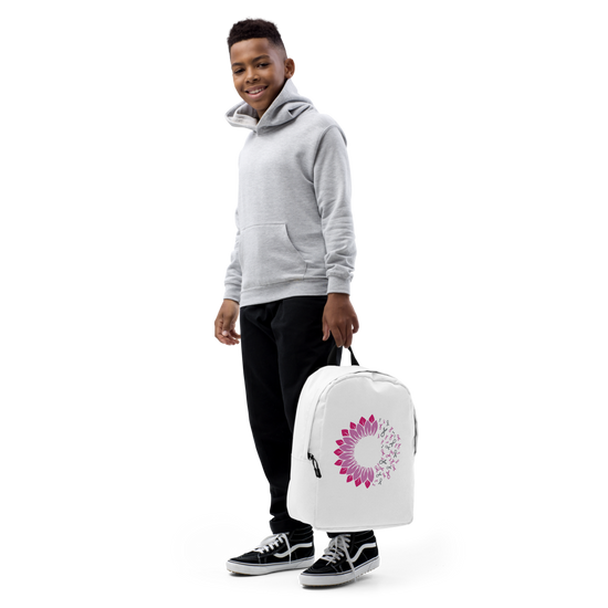 Backpack blanc avec ruban rose