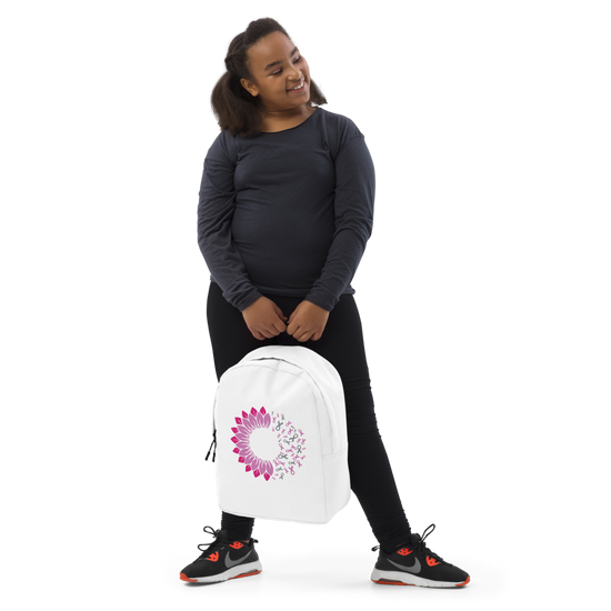 Backpack blanc avec ruban rose