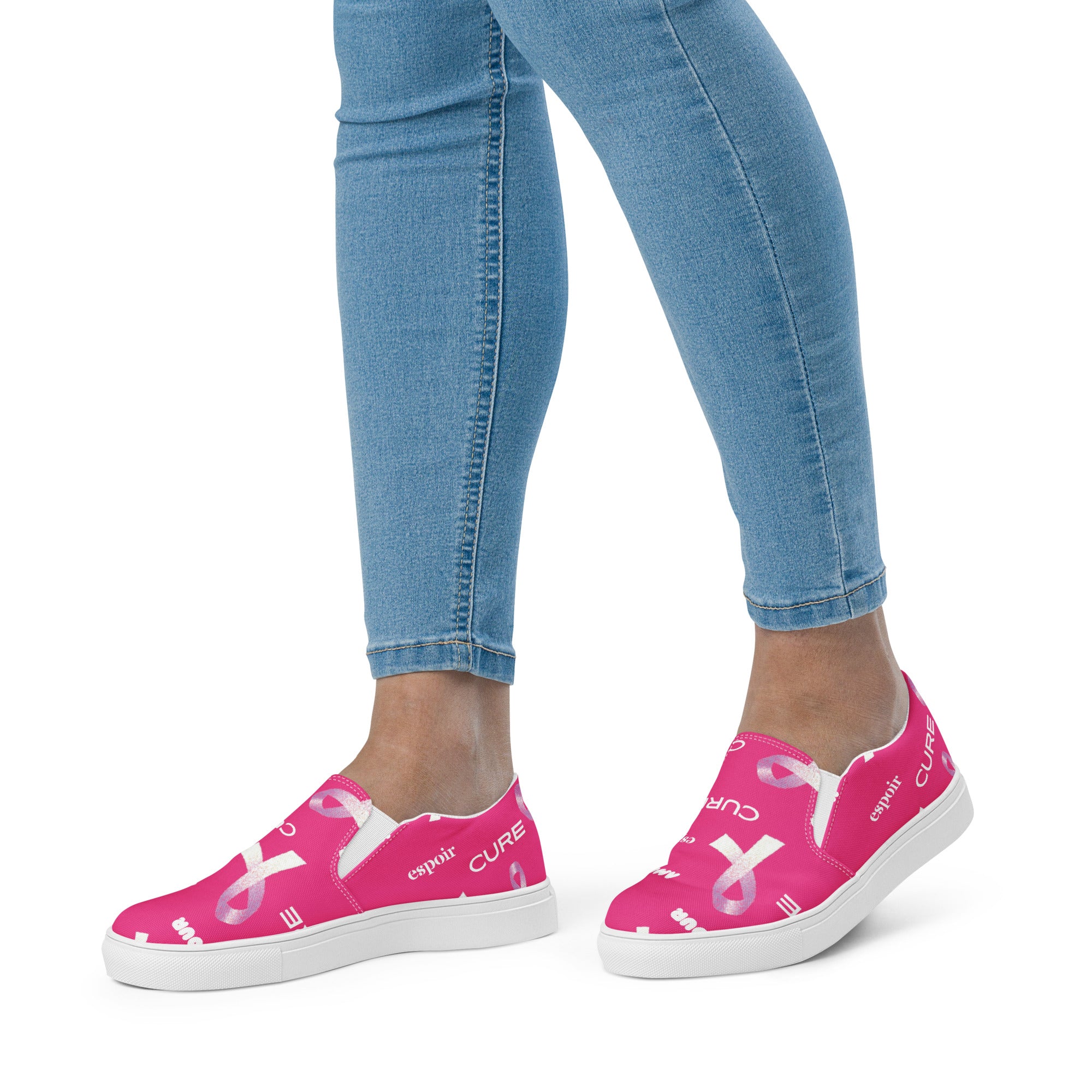 Soulier slip on avec ruban rose