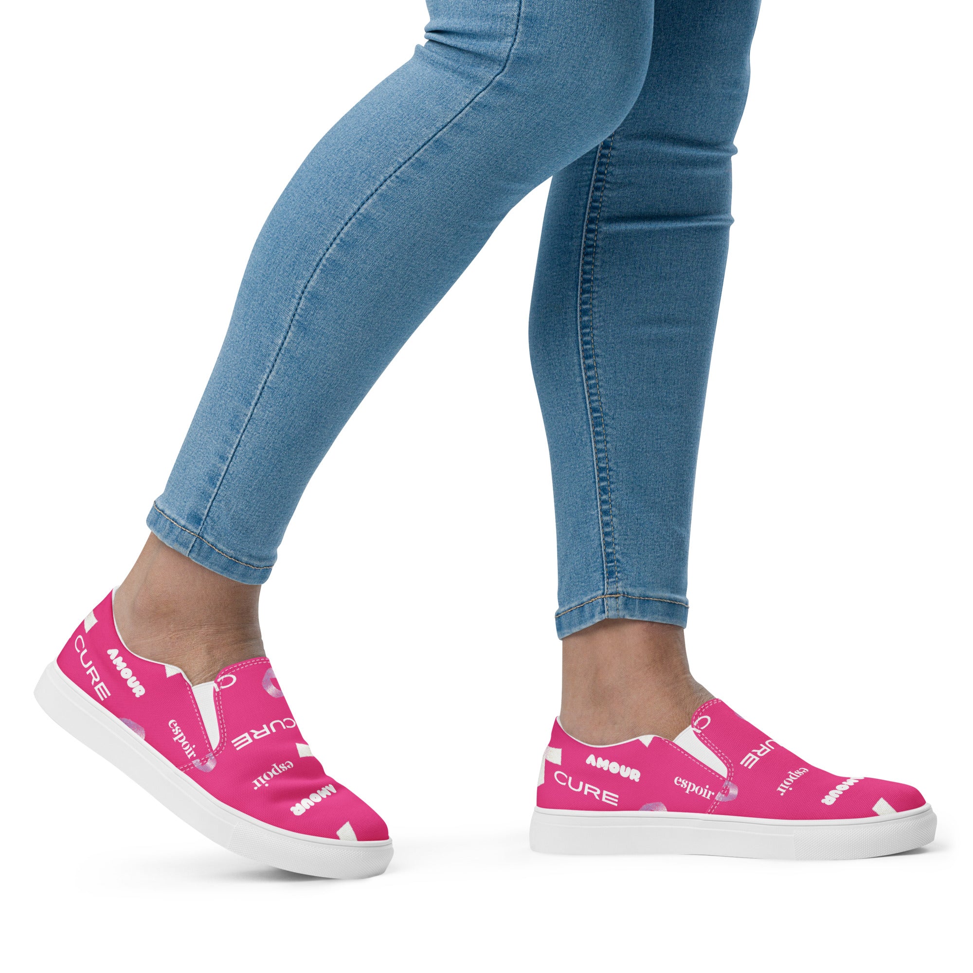 Soulier slip on avec ruban rose