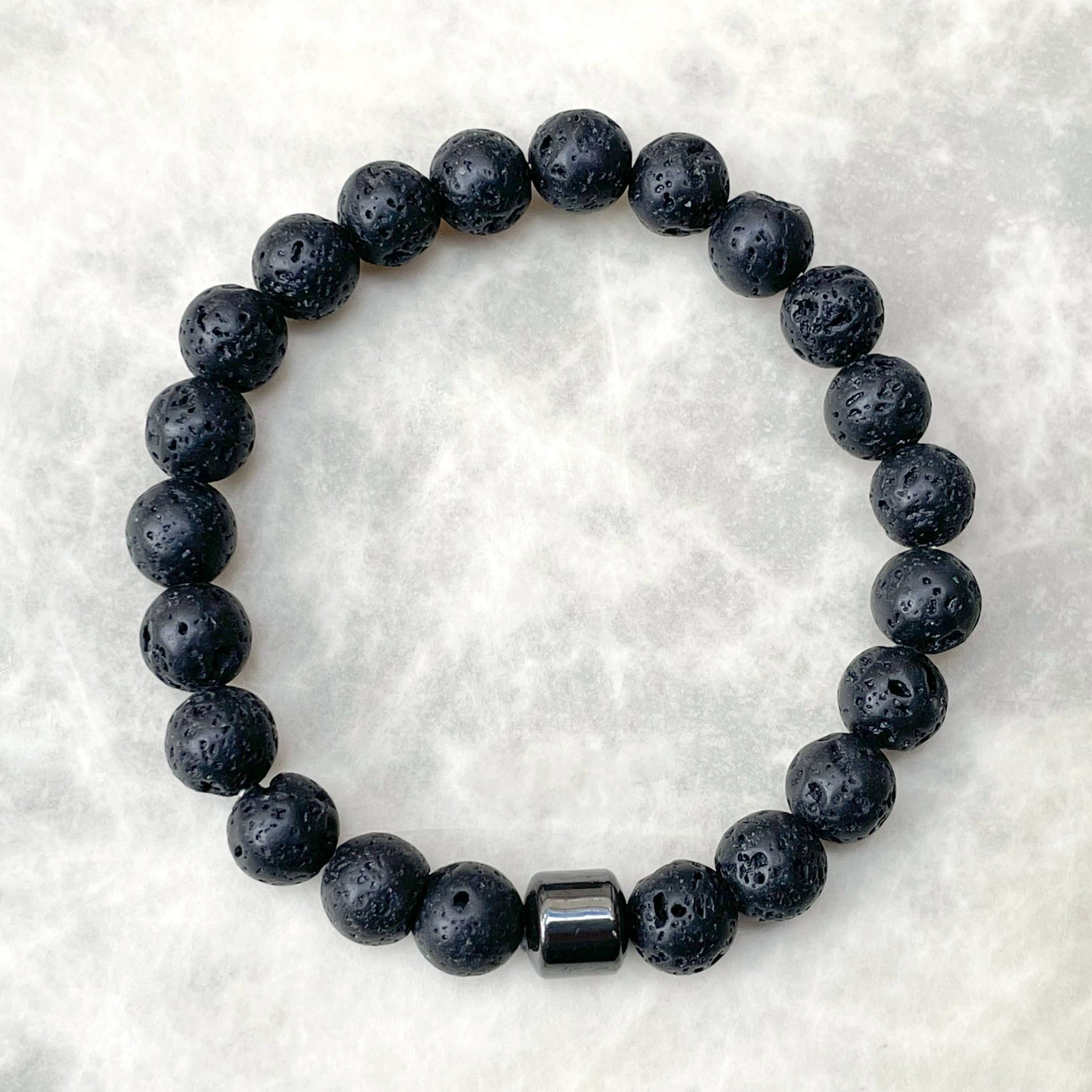 Natural Stone Bracelet - Lava Stone Bracelet for Men: Black (Lava)