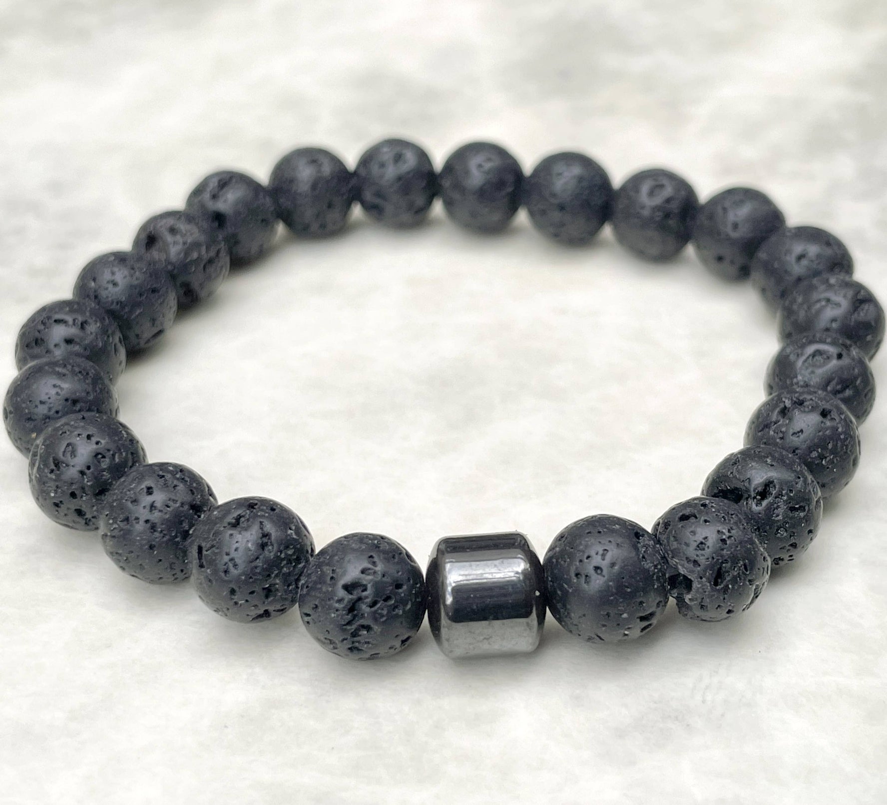 Natural Stone Bracelet - Lava Stone Bracelet for Men: Black (Lava)