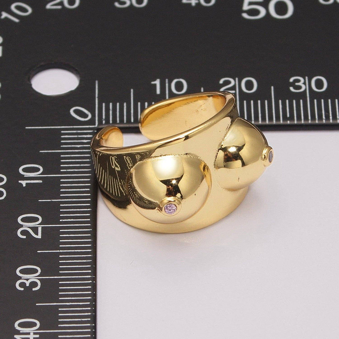 Gold Breast Ring, Silver Novelty, Breast Cancer Awareness.