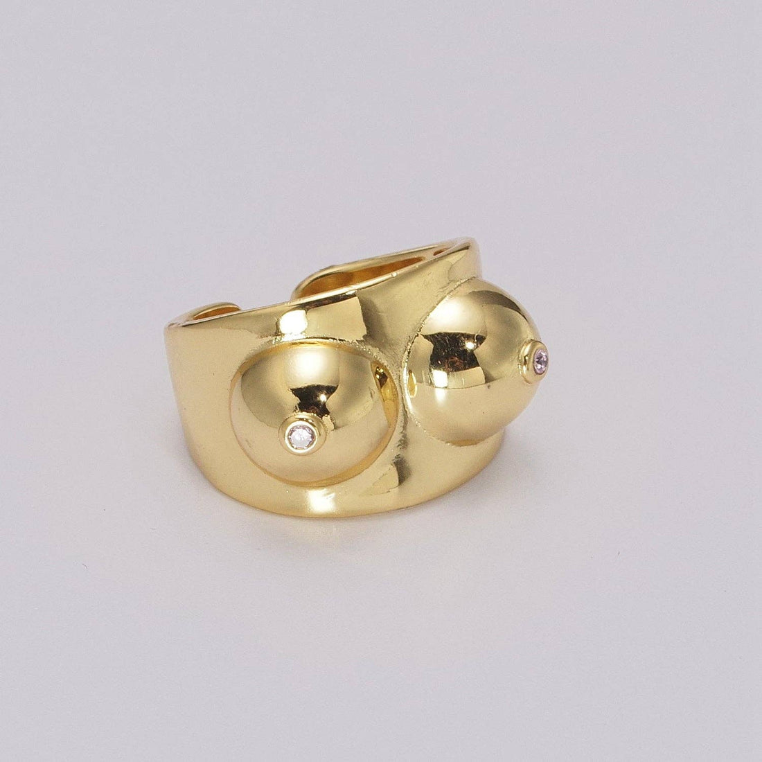 Gold Breast Ring, Silver Novelty, Breast Cancer Awareness.