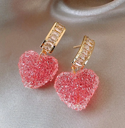 Pink heart shaped earring