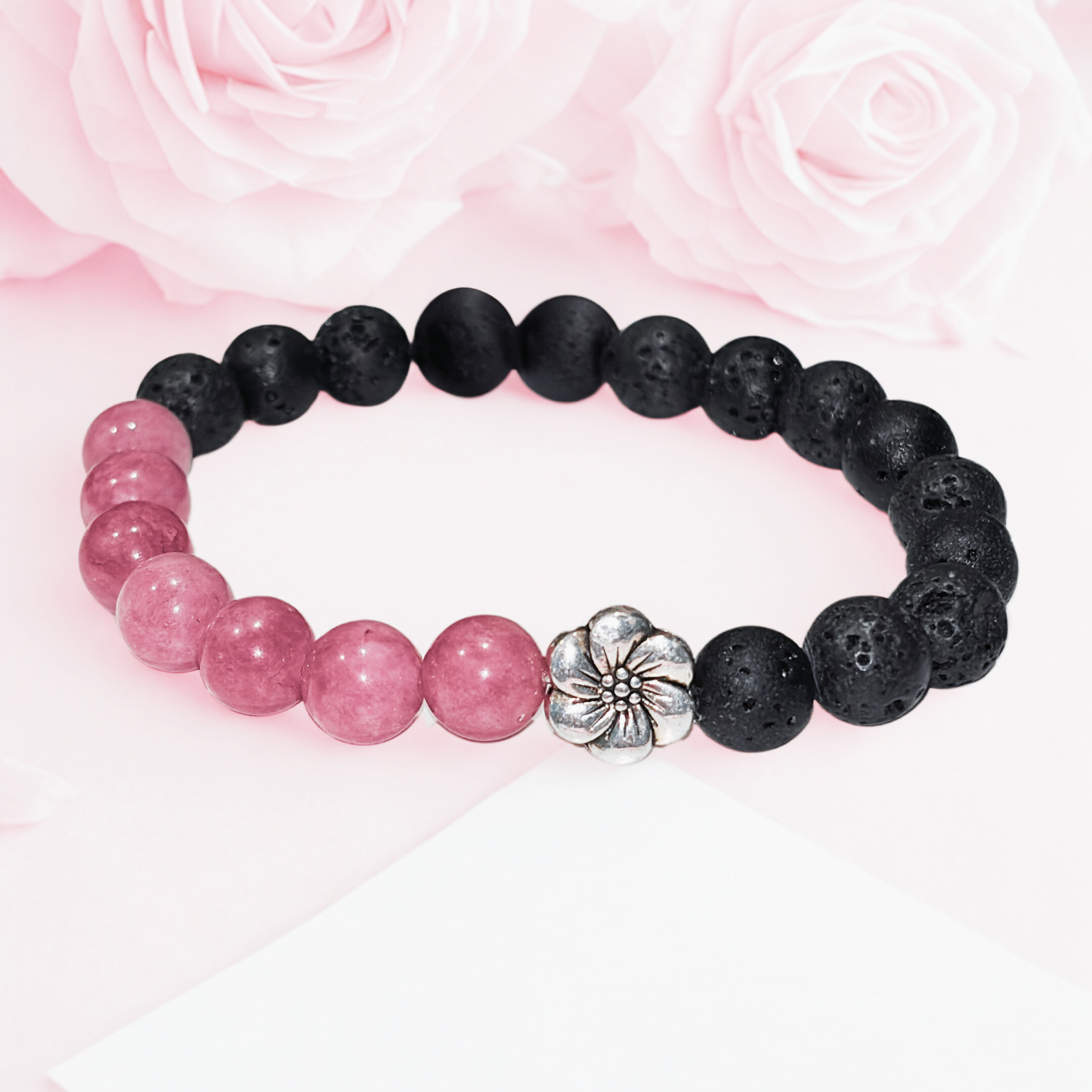 Anahata, Heart Chakra | Pink Rhodonite | Diffuser Bracelet