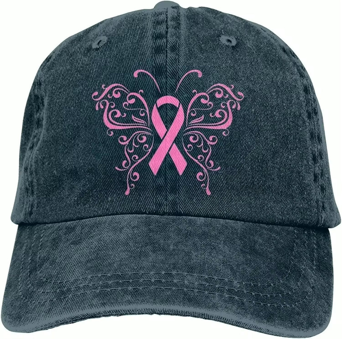 Casquette de baseball avec ruban rose papillon en denim