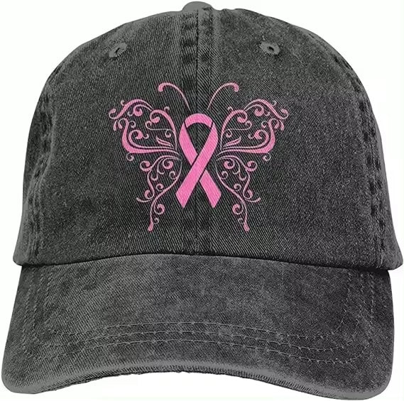 Casquette de baseball avec ruban rose papillon en denim