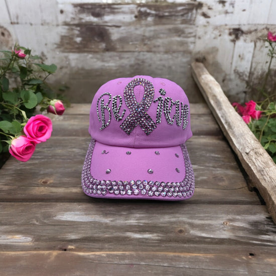 Casquette de sensibilisation au cancer du sein avec ruban rose et strass