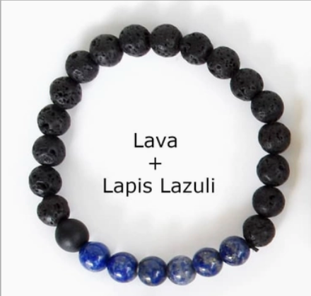 Diffuser bracelet with lava stones and various gemstones