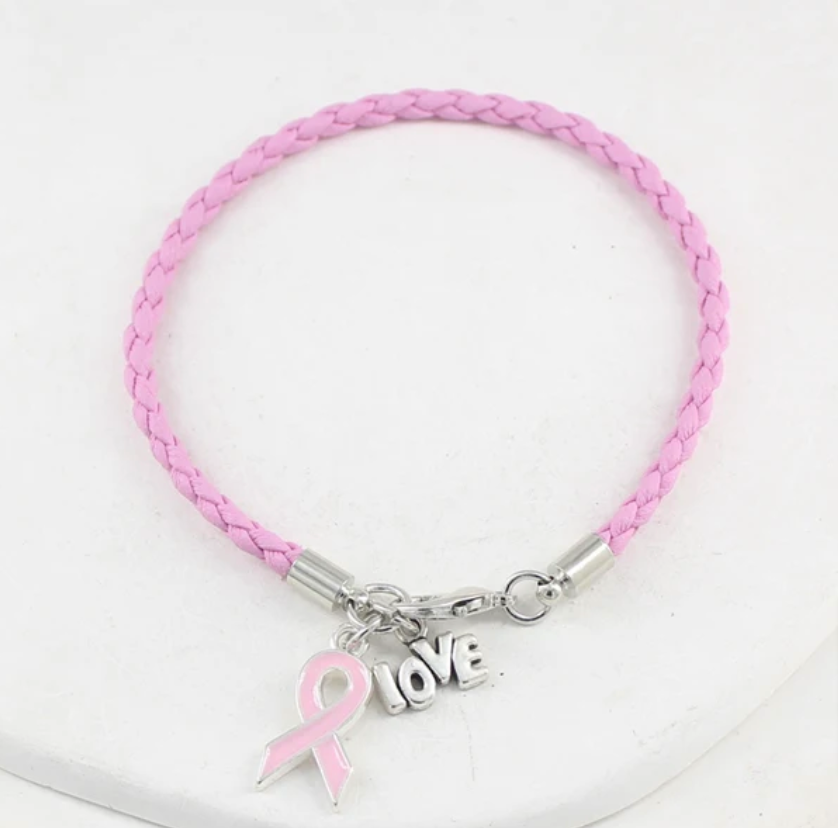 Pink twisted artisanal leather bracelet