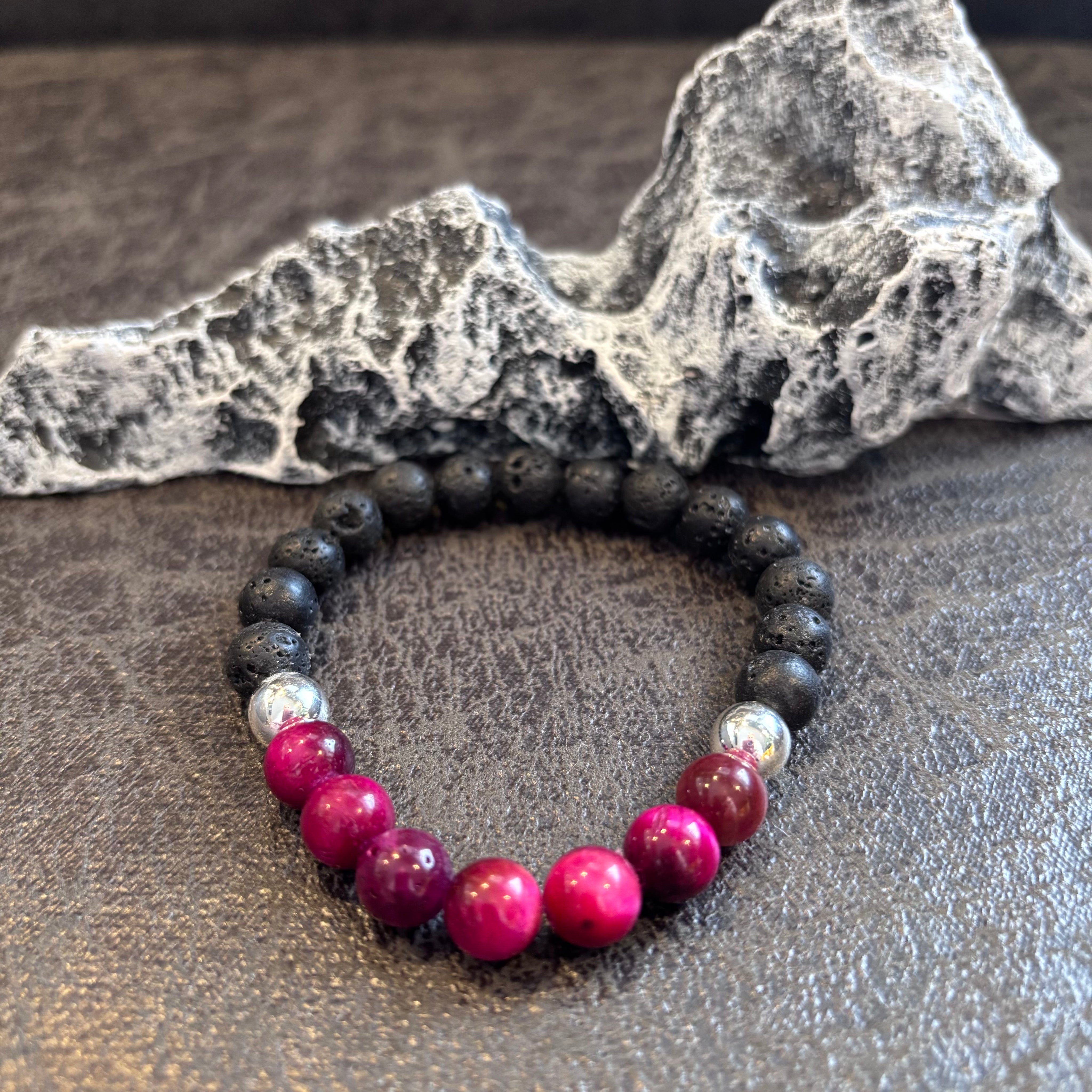 Bracelet diffuseur -  Amour de soi – Agate rose foncée