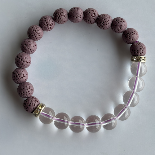 Harmonie lilas  |  Pierre de quartz blanc  |  Bracelet diffuseur