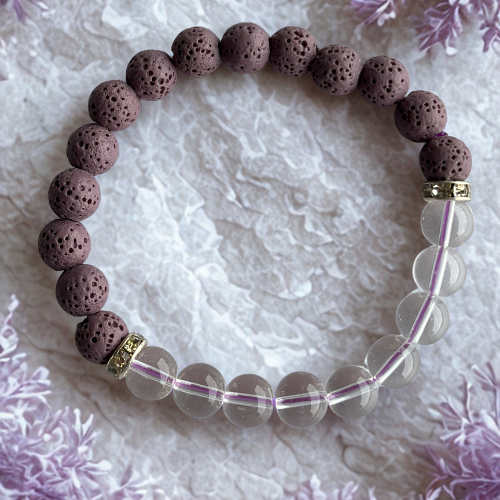 Harmonie lilas  |  Pierre de quartz blanc  |  Bracelet diffuseur