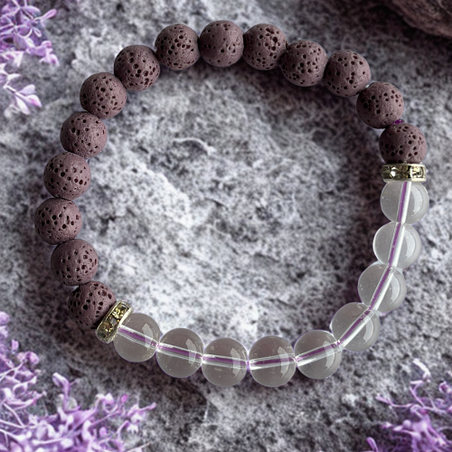 Harmonie lilas  |  Pierre de quartz blanc  |  Bracelet diffuseur