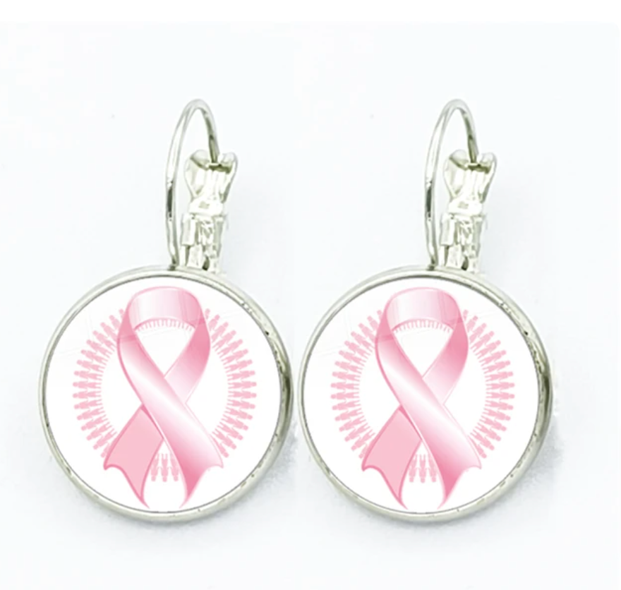 Hanging earrings (breast cancer awareness).